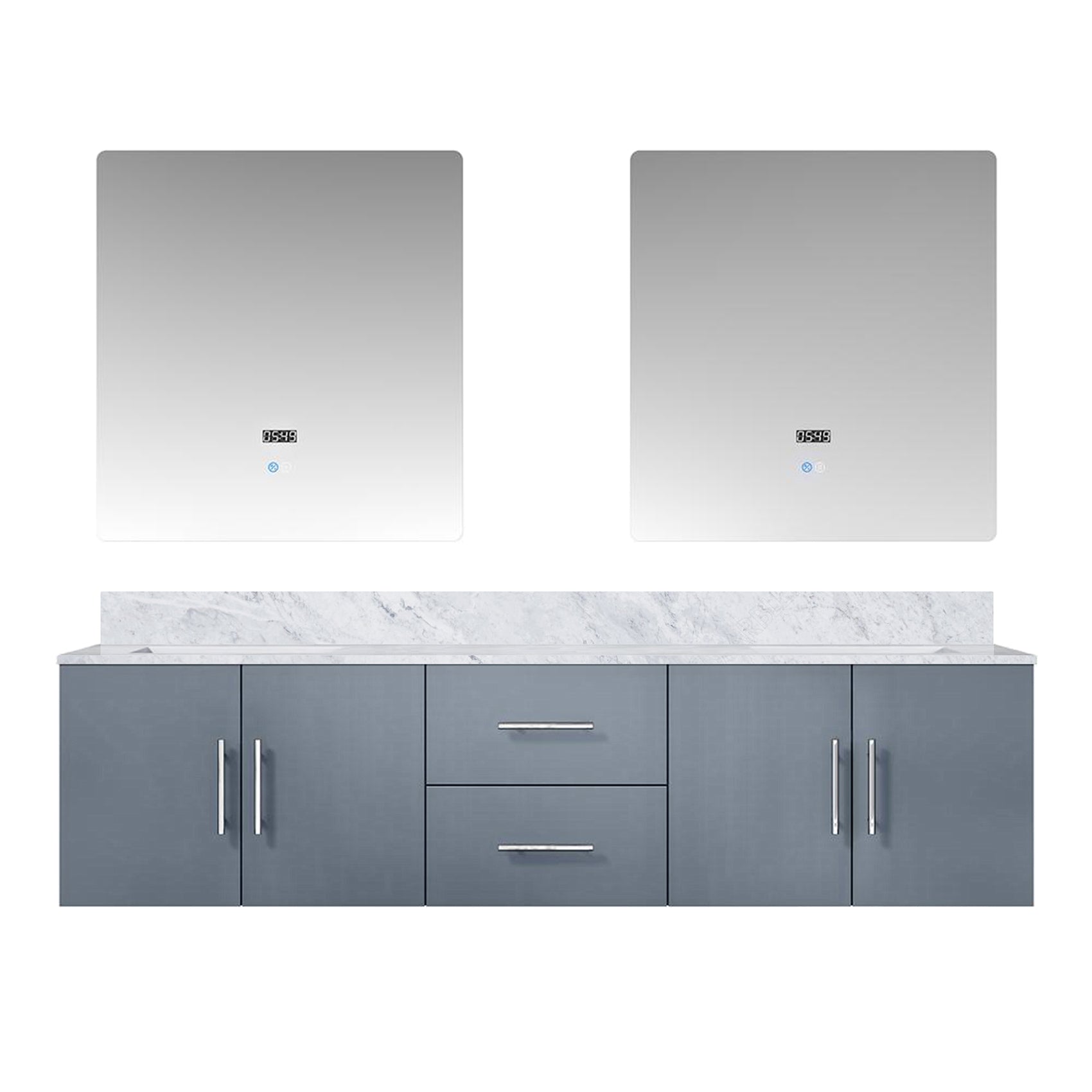 72 Inch Dark Grey Bathroom Vanity with Marble Top