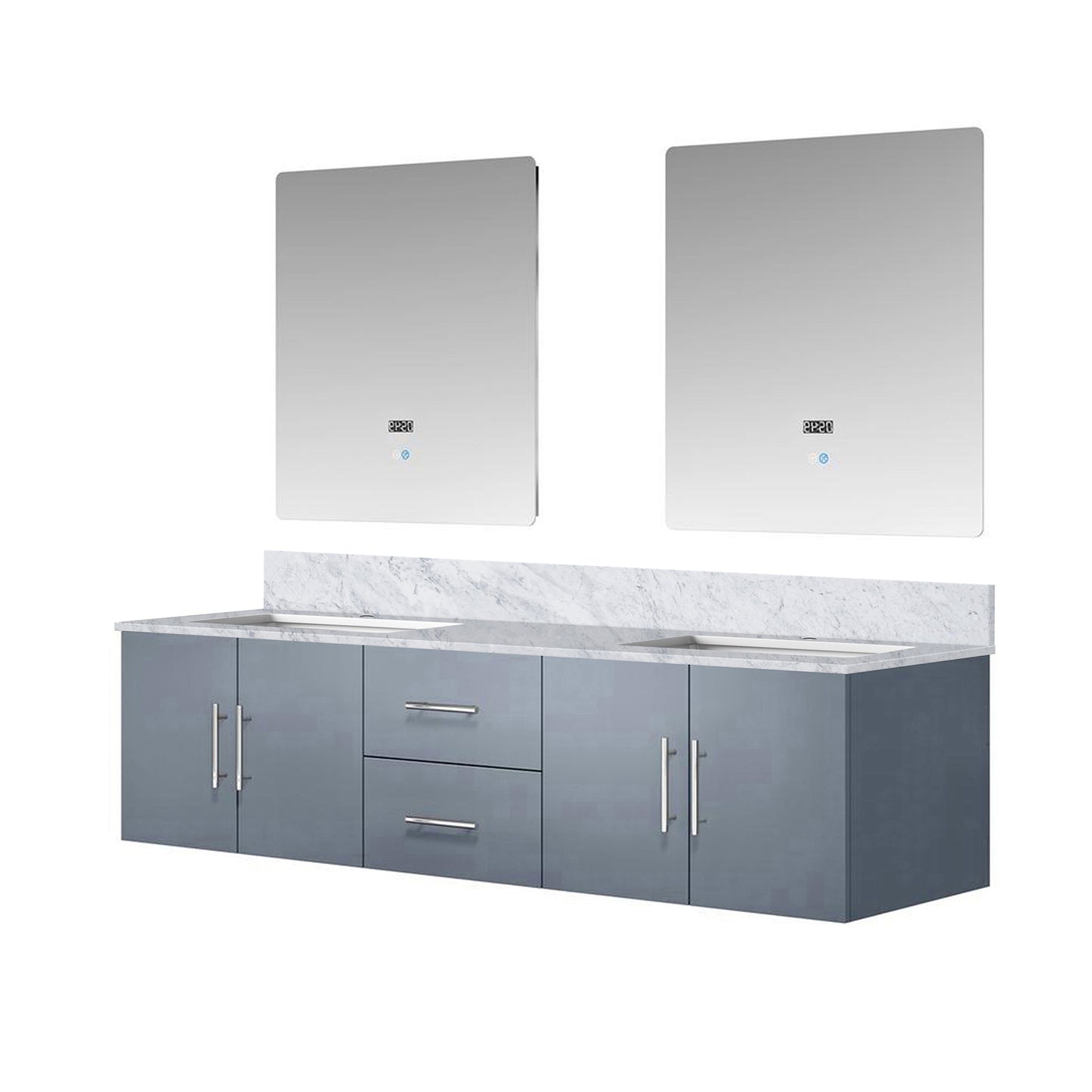72 Inch Dark Grey Bathroom Vanity with Marble Top