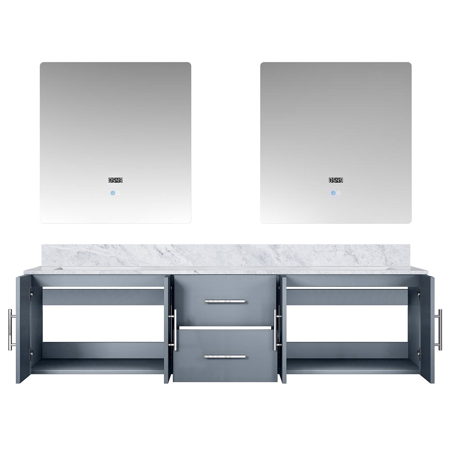 72 Inch Dark Grey Bathroom Vanity with Marble Top