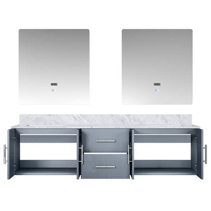 72 Inch Dark Grey Bathroom Vanity with Marble Top