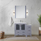 Dark Grey Bath Vanity 42 in. W x 18.25 in. D, with Side Cabinet, White Ceramic Top, and 28 in. Mirror