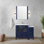 Navy Blue Single Bath Vanity 42 in. W x 18.25 in. D, with Side Cabinet, and White Ceramic Top