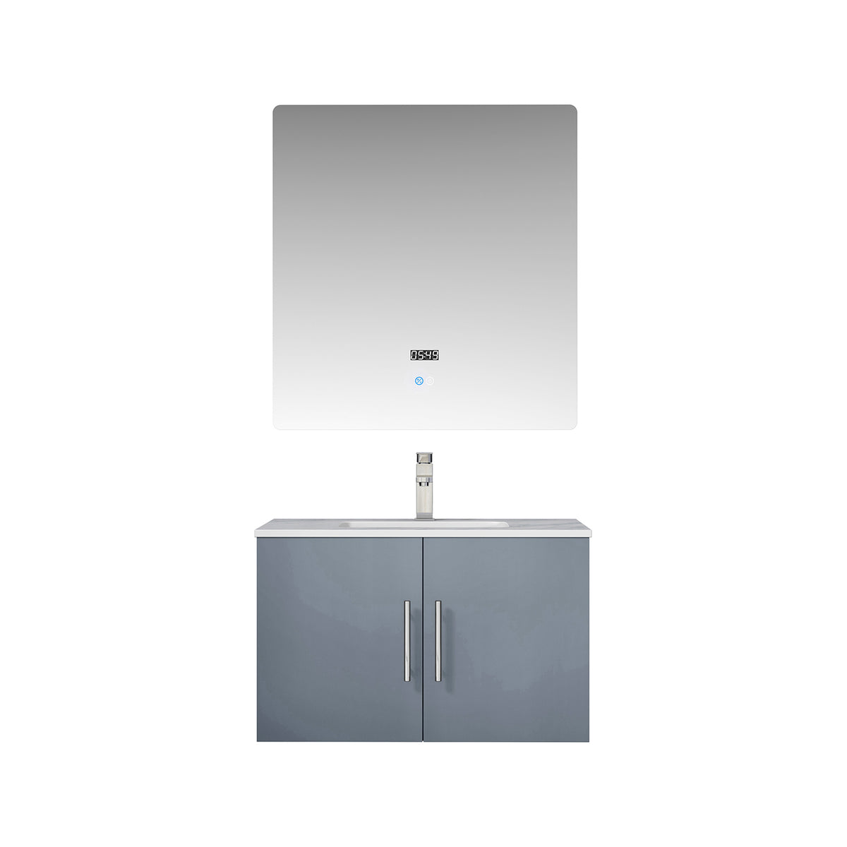 Dark Grey Bathroom Vanity with Marble Top & Mirror