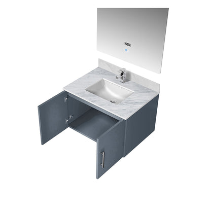 Dark Grey Bathroom Vanity with Marble Top & Mirror