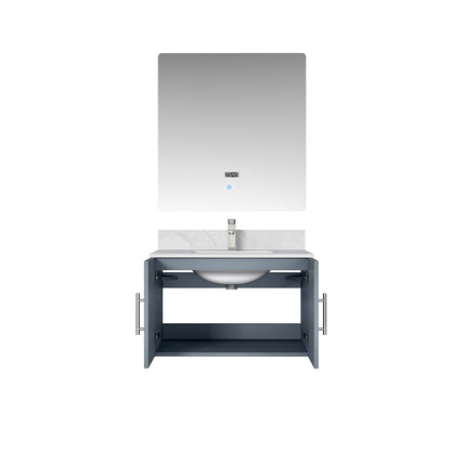 Dark Grey Bathroom Vanity with Marble Top & Mirror