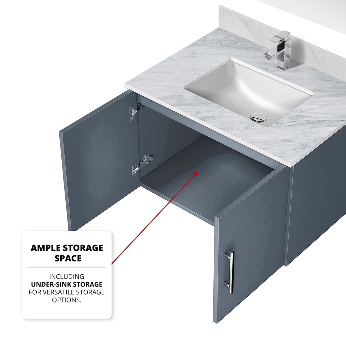 Dark Grey Bathroom Vanity with Marble Top & Mirror