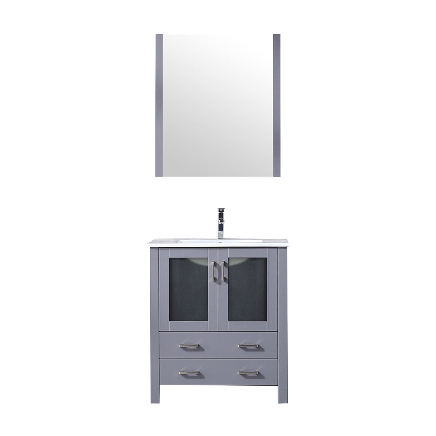 Dark Grey Bathroom Vanity with Mirror & Faucet