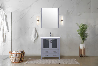 Dark Grey Bathroom Vanity with Mirror & Faucet