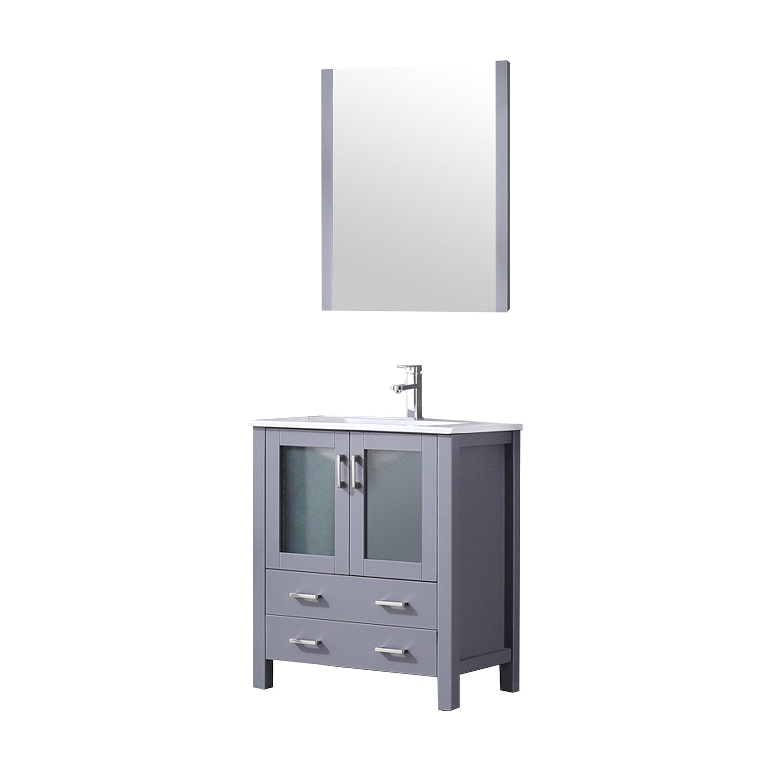 Dark Grey Bathroom Vanity with Mirror & Faucet
