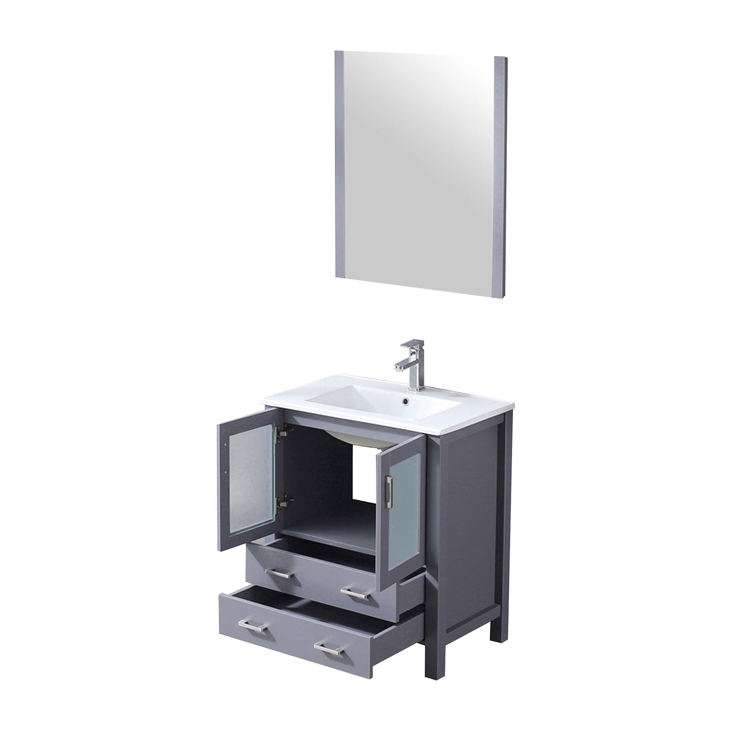 Dark Grey Bathroom Vanity with Mirror & Faucet