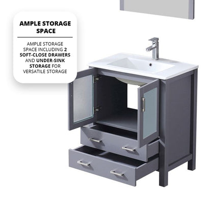 Dark Grey Bathroom Vanity with Mirror & Faucet