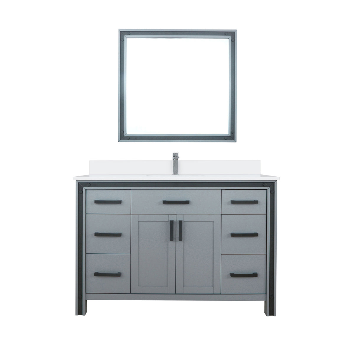 Dark Grey Bathroom Vanity with Quartz Top & Mirror