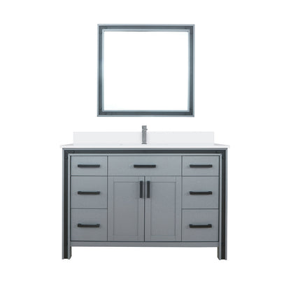 Dark Grey Bathroom Vanity with Quartz Top & Mirror