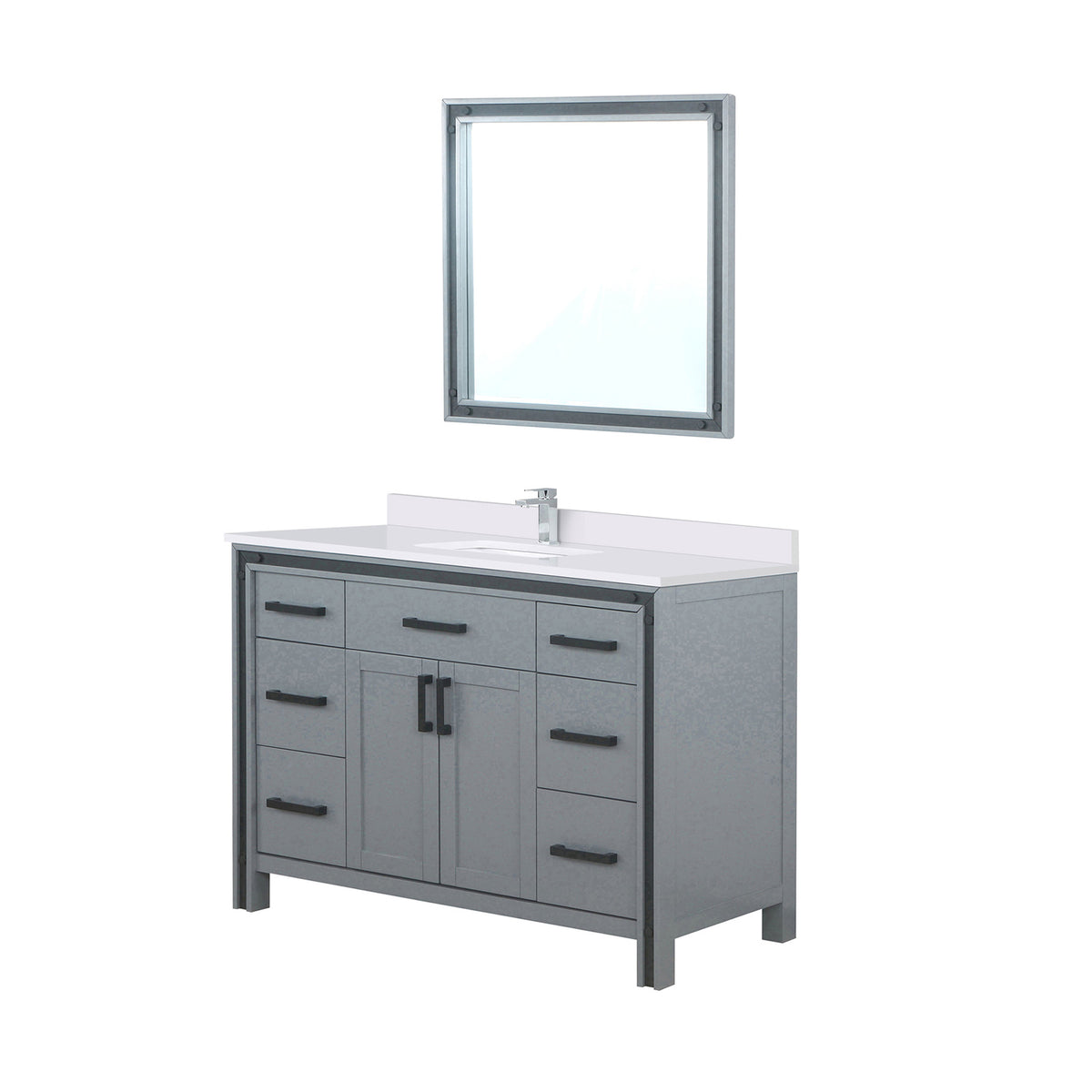 Dark Grey Bathroom Vanity with Quartz Top & Mirror