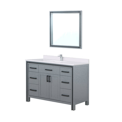 Dark Grey Bathroom Vanity with Quartz Top & Mirror