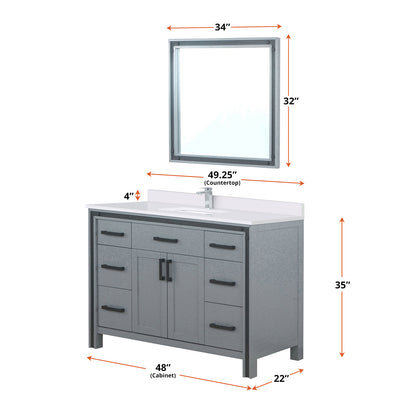 Dark Grey Bathroom Vanity with Quartz Top & Mirror