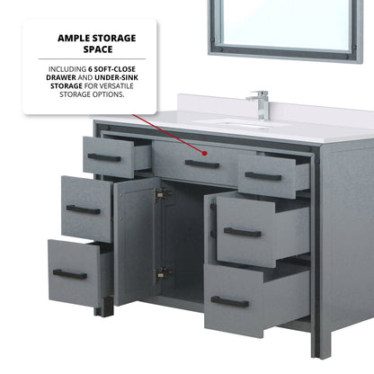 Dark Grey Bathroom Vanity with Quartz Top & Mirror