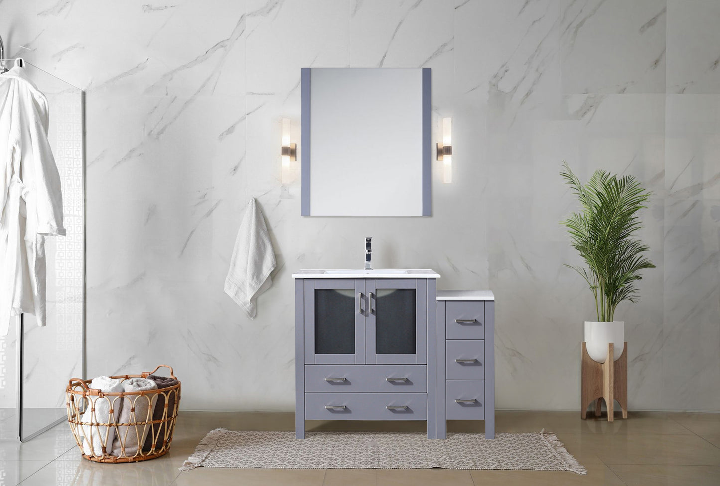 Dark Grey Bathroom Vanity with Storage - 42" Wide