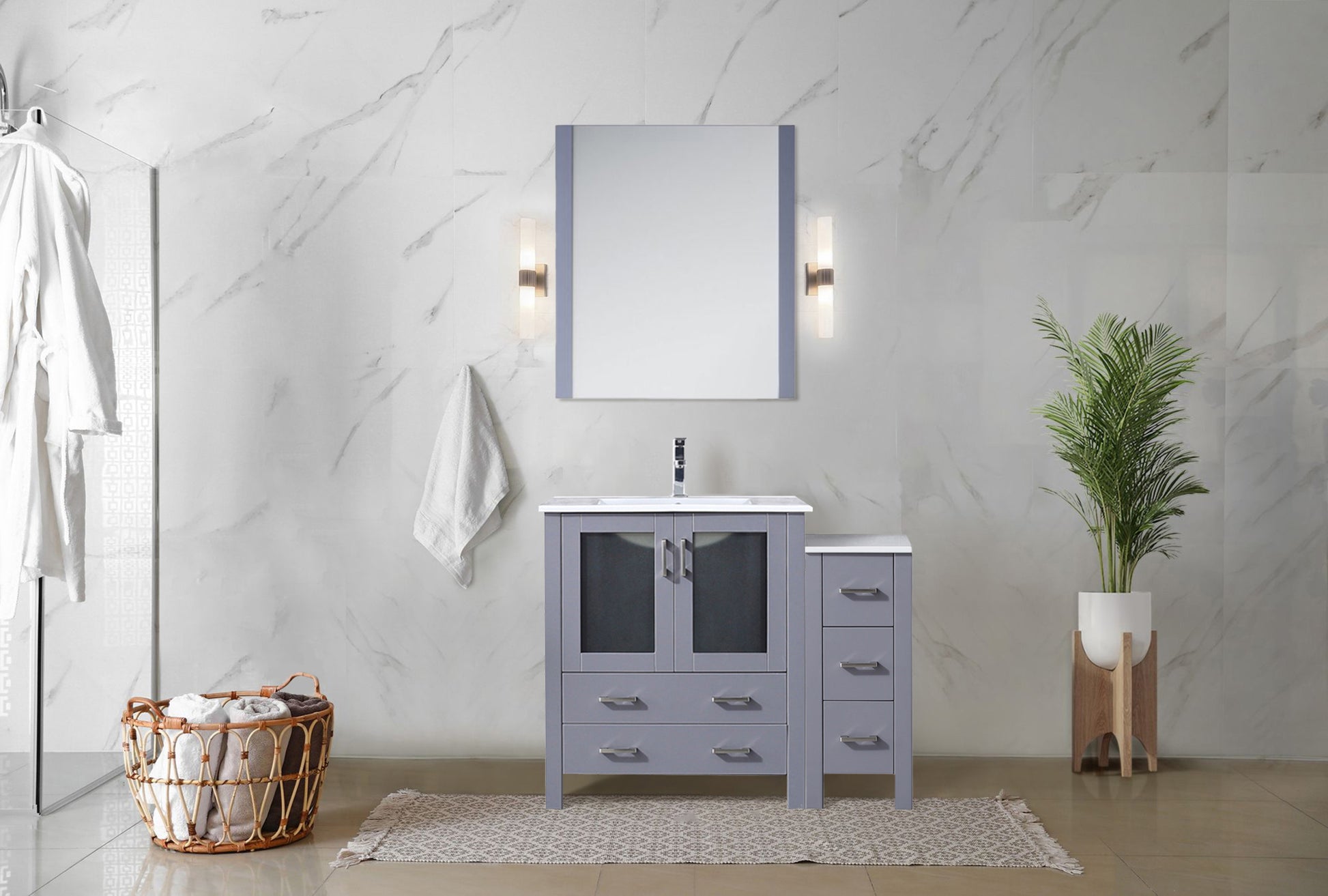 Dark Grey Bathroom Vanity with Storage - 42" Wide