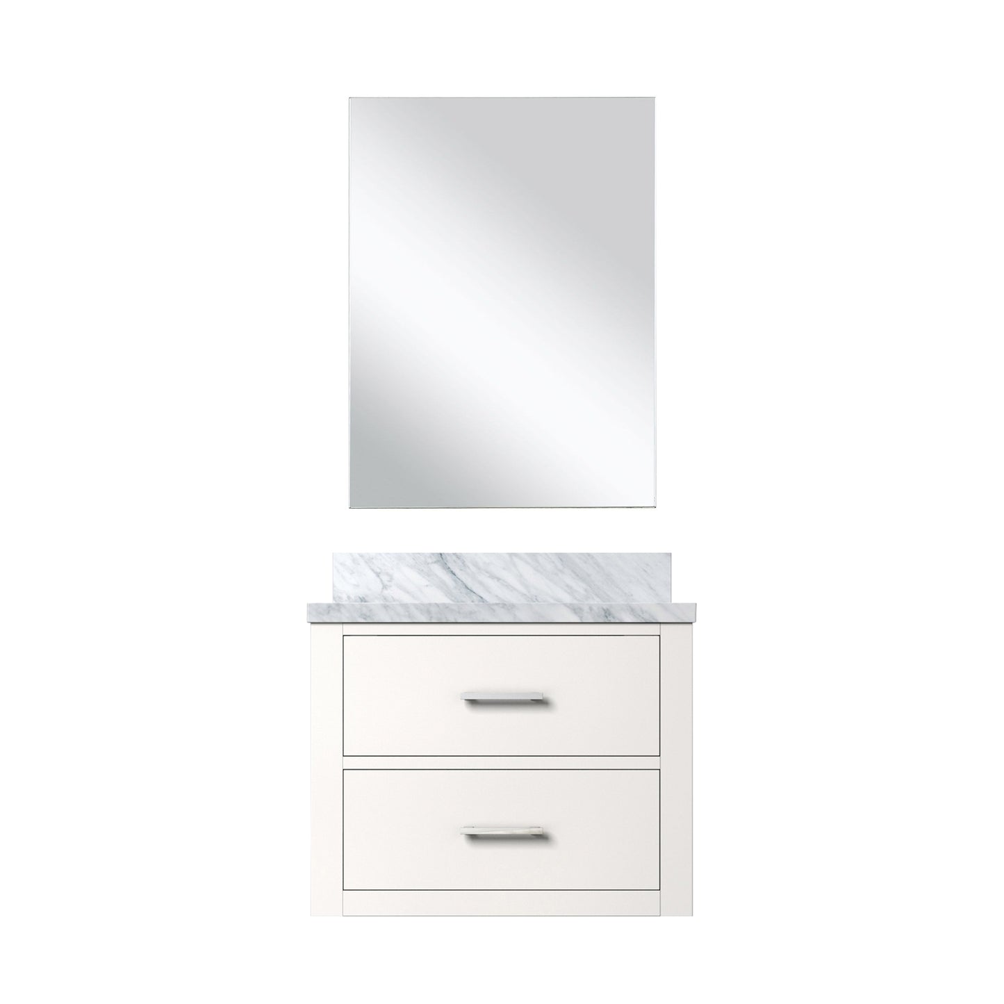 White Bathroom Vanity with Mirror - 24" W Storage Cabinet