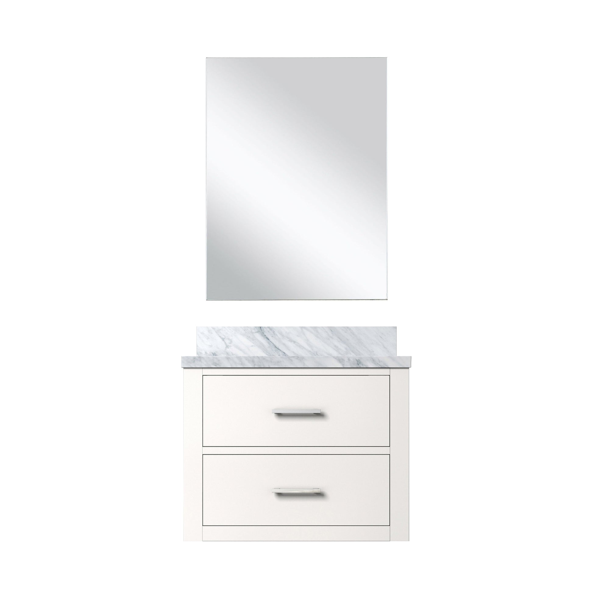 White Bathroom Vanity with Mirror - 24" W Storage Cabinet