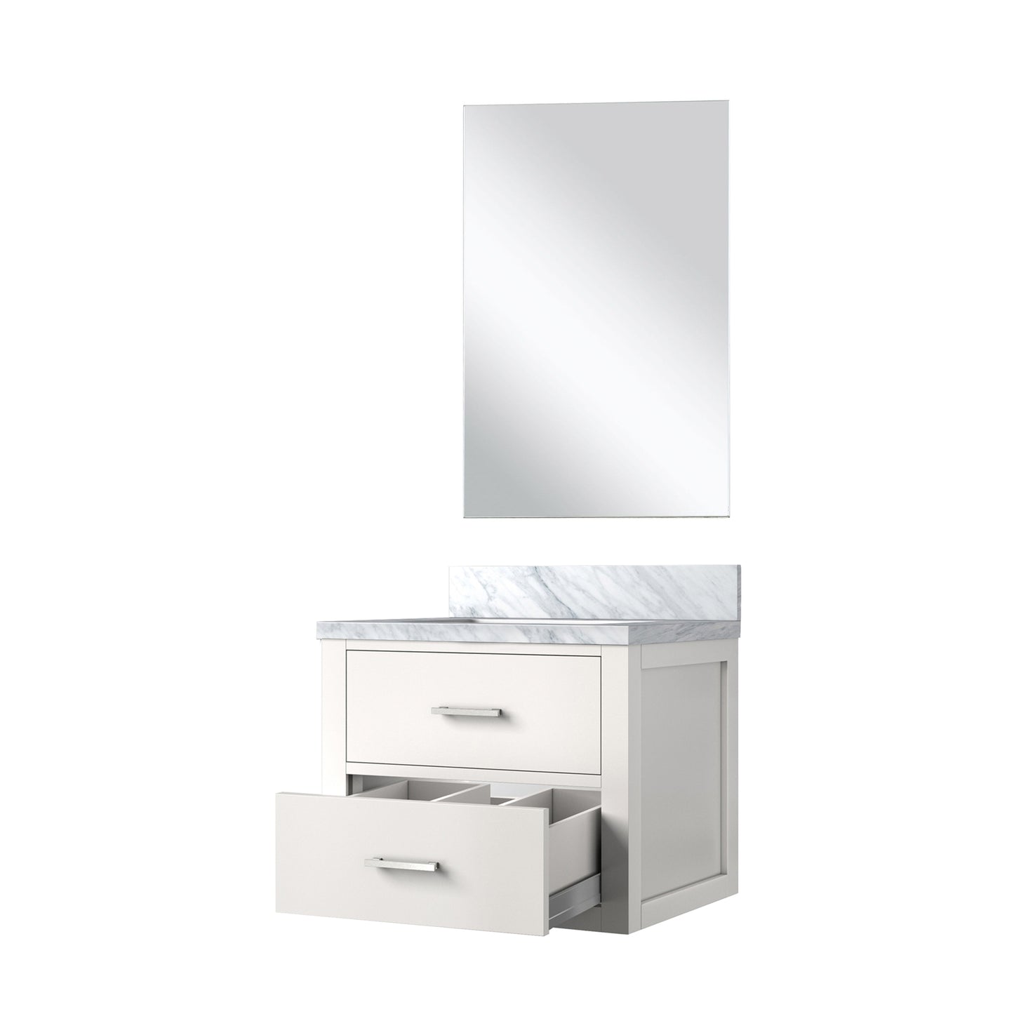 White Bathroom Vanity with Mirror - 24" W Storage Cabinet