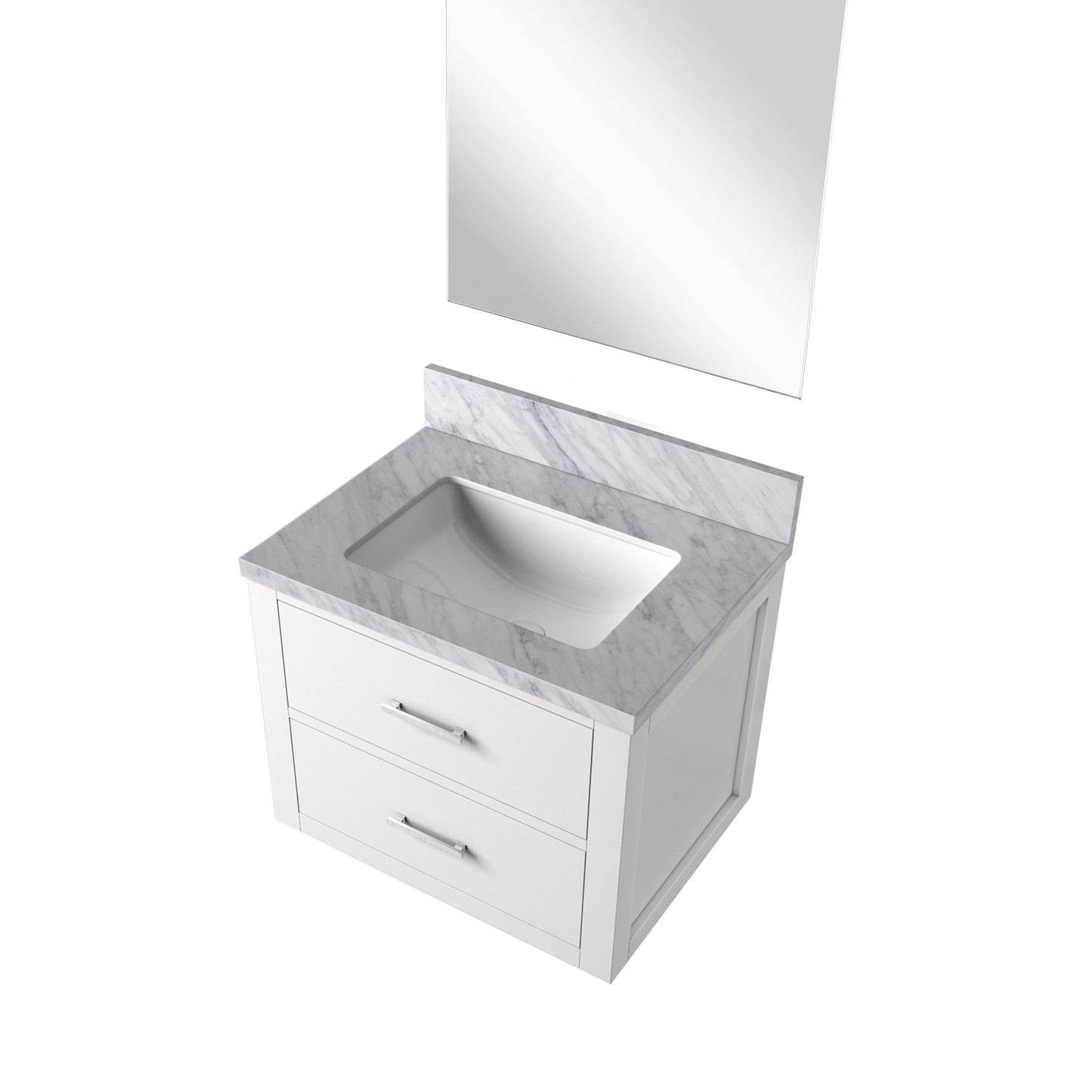 White Bathroom Vanity with Mirror - 24" W Storage Cabinet