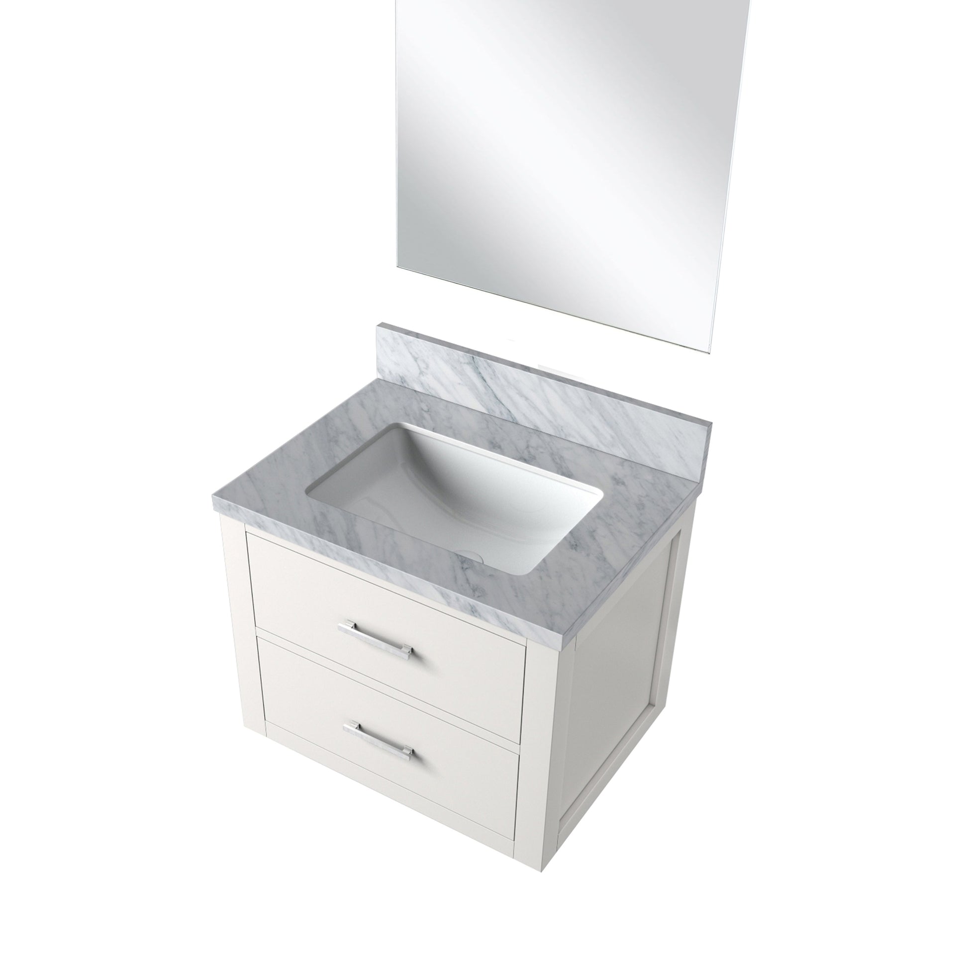White Bathroom Vanity with Mirror - 24" W Storage Cabinet