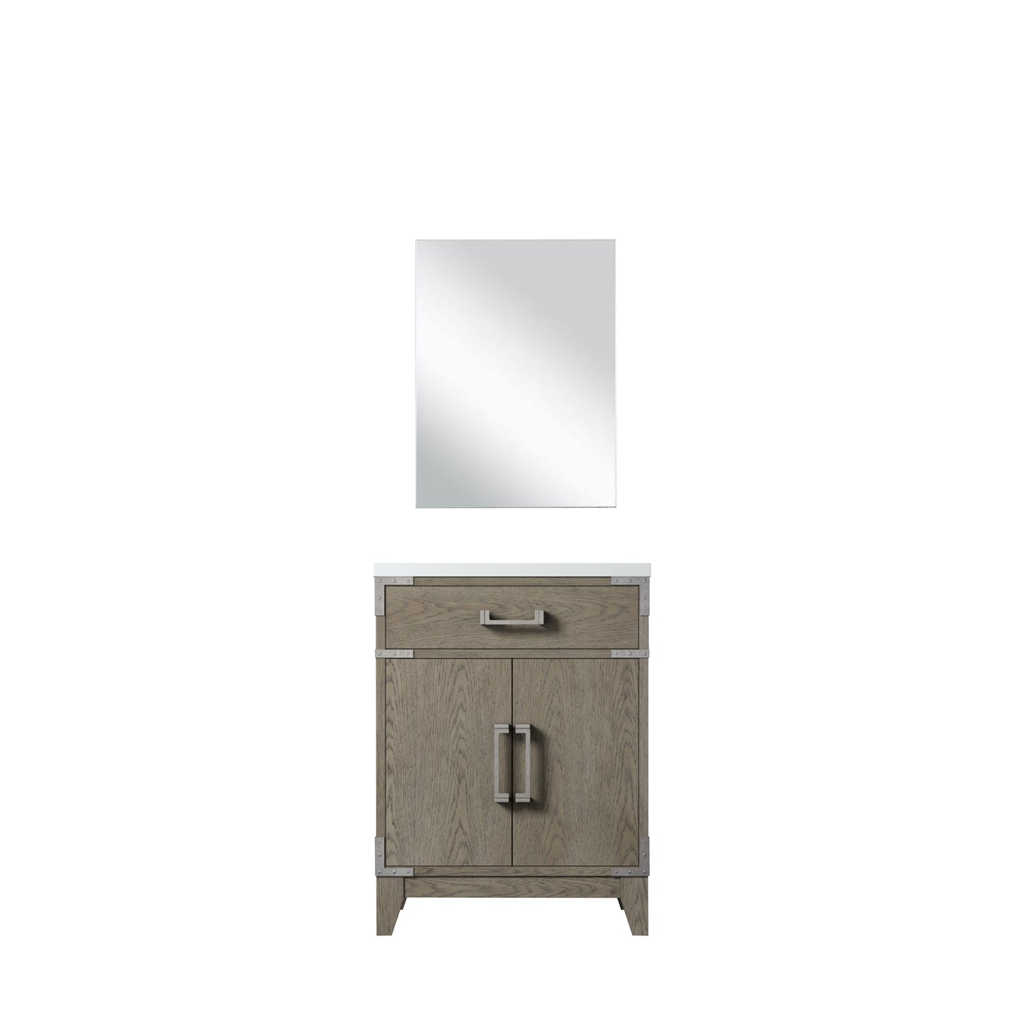 Grey Oak Bath Vanity with Storage - 24" W Mirror for Bathroom