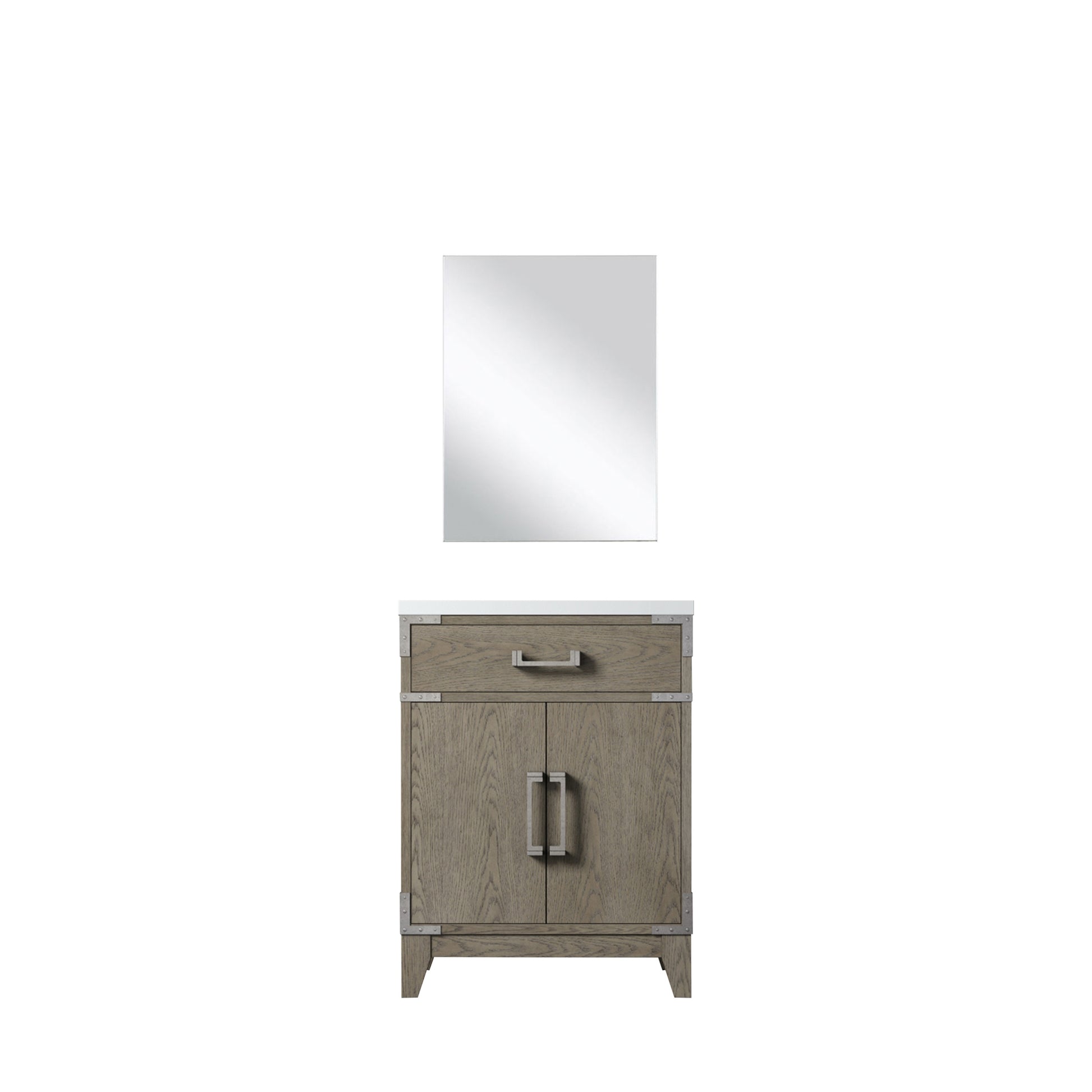 Grey Oak Bath Vanity with Storage - 24" W Mirror for Bathroom
