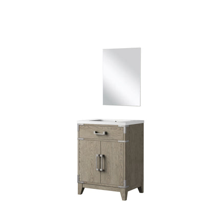 Grey Oak Bath Vanity with Storage - 24" W Mirror for Bathroom