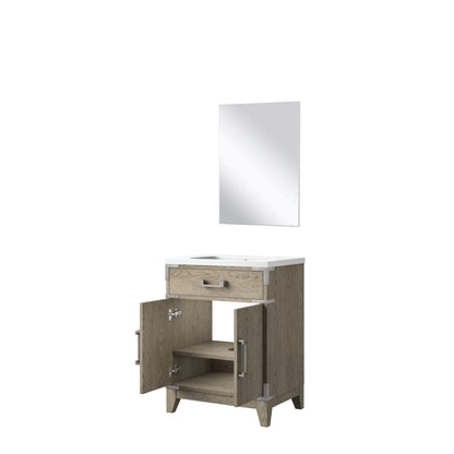 Grey Oak Bath Vanity with Storage - 24" W Mirror for Bathroom