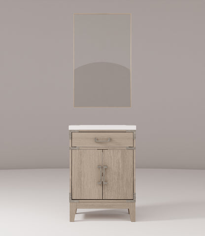 Grey Oak Bath Vanity with Storage - 24" W Mirror for Bathroom