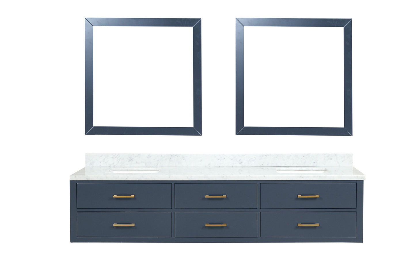 Blue Double Bath Vanity with Carrara Marble Top for Bathroom