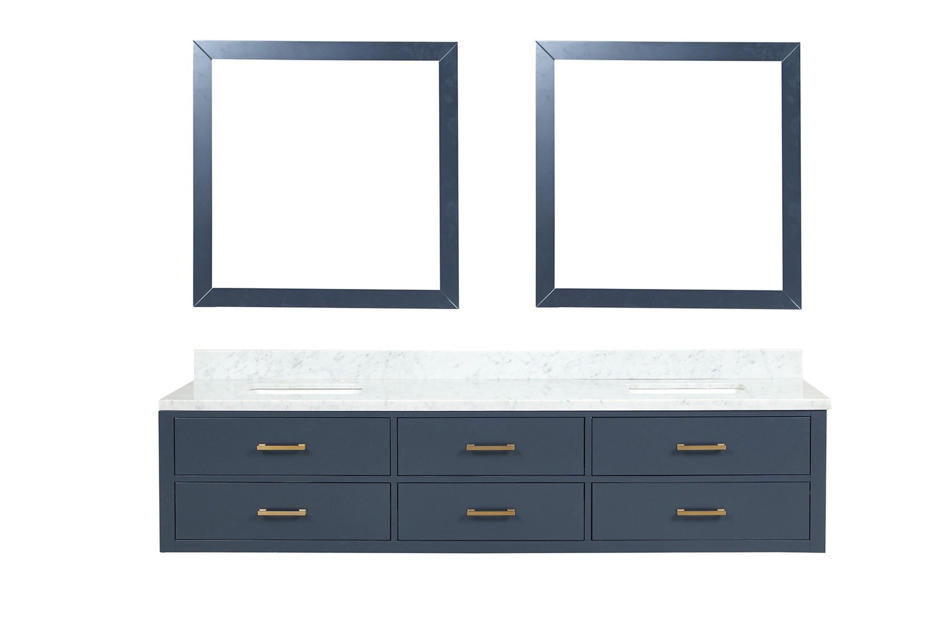 Blue Double Bath Vanity with Carrara Marble Top for Bathroom