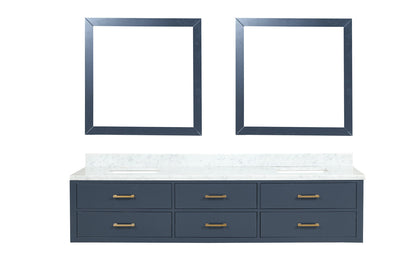 Blue Double Bath Vanity with Carrara Marble Top for Bathroom