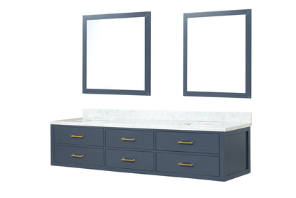 Blue Double Bath Vanity with Carrara Marble Top for Bathroom