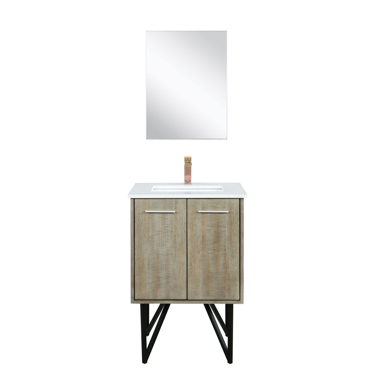 Acacia Wood Bathroom Vanity with Quartz Top & Mirror