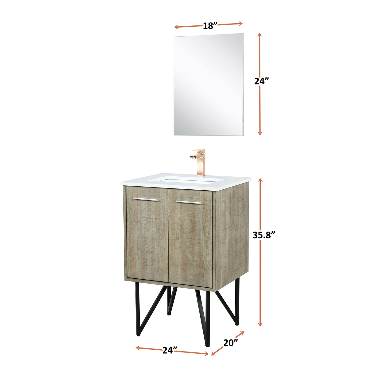 Acacia Wood Bathroom Vanity with Quartz Top & Mirror