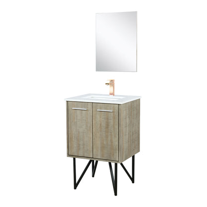 Acacia Wood Bath Vanity - Rose Gold Faucet & Mirror