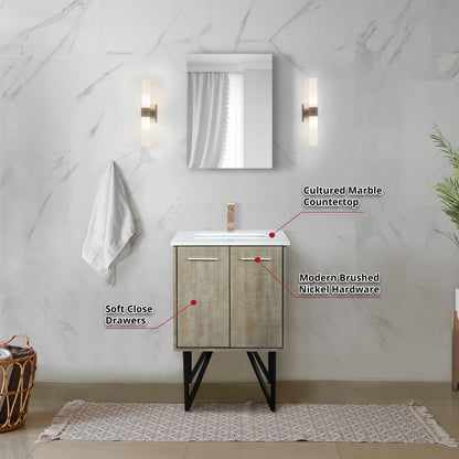 Acacia Wood Bath Vanity - Rose Gold Faucet & Mirror