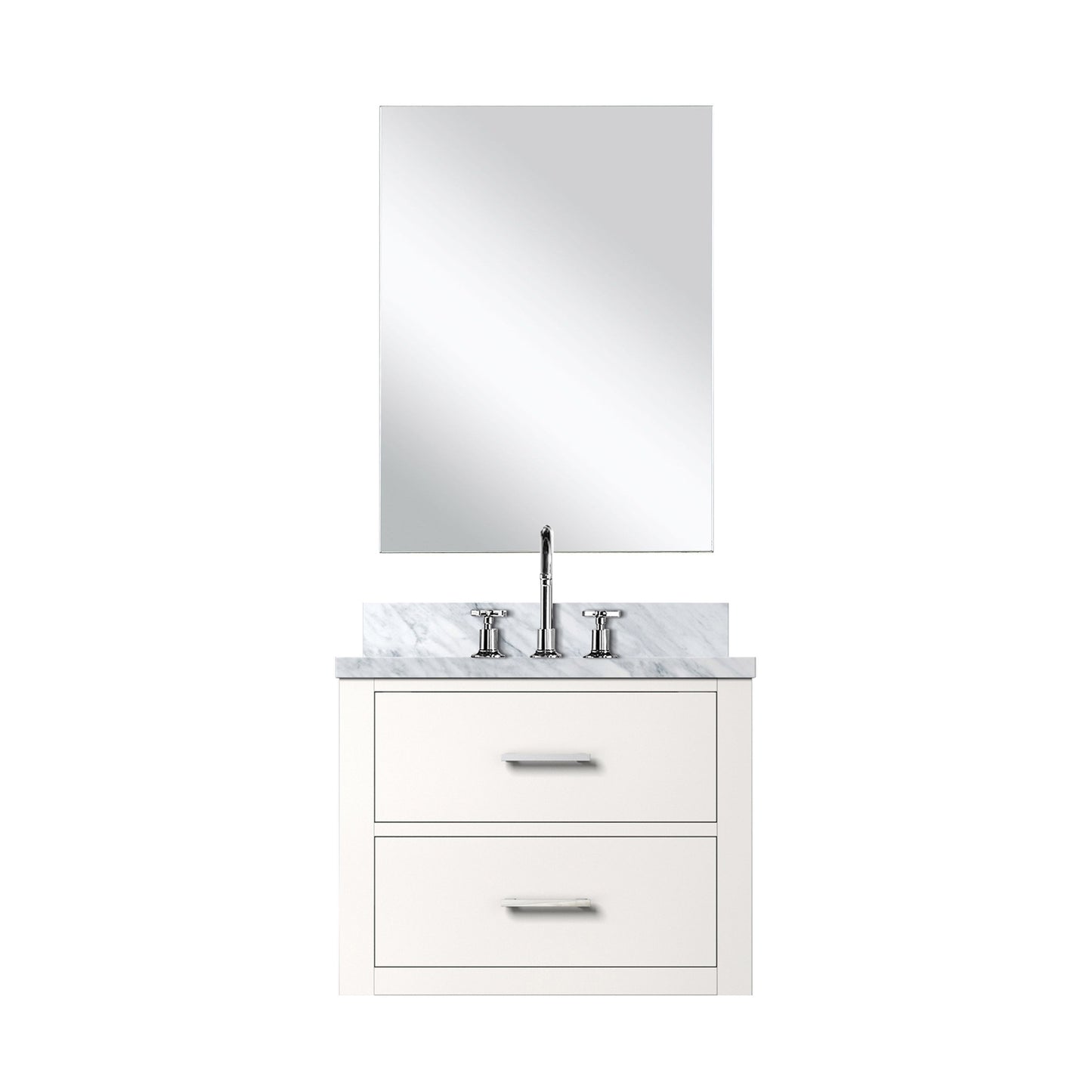 White Bathroom Vanity Set with Mirror & Faucet