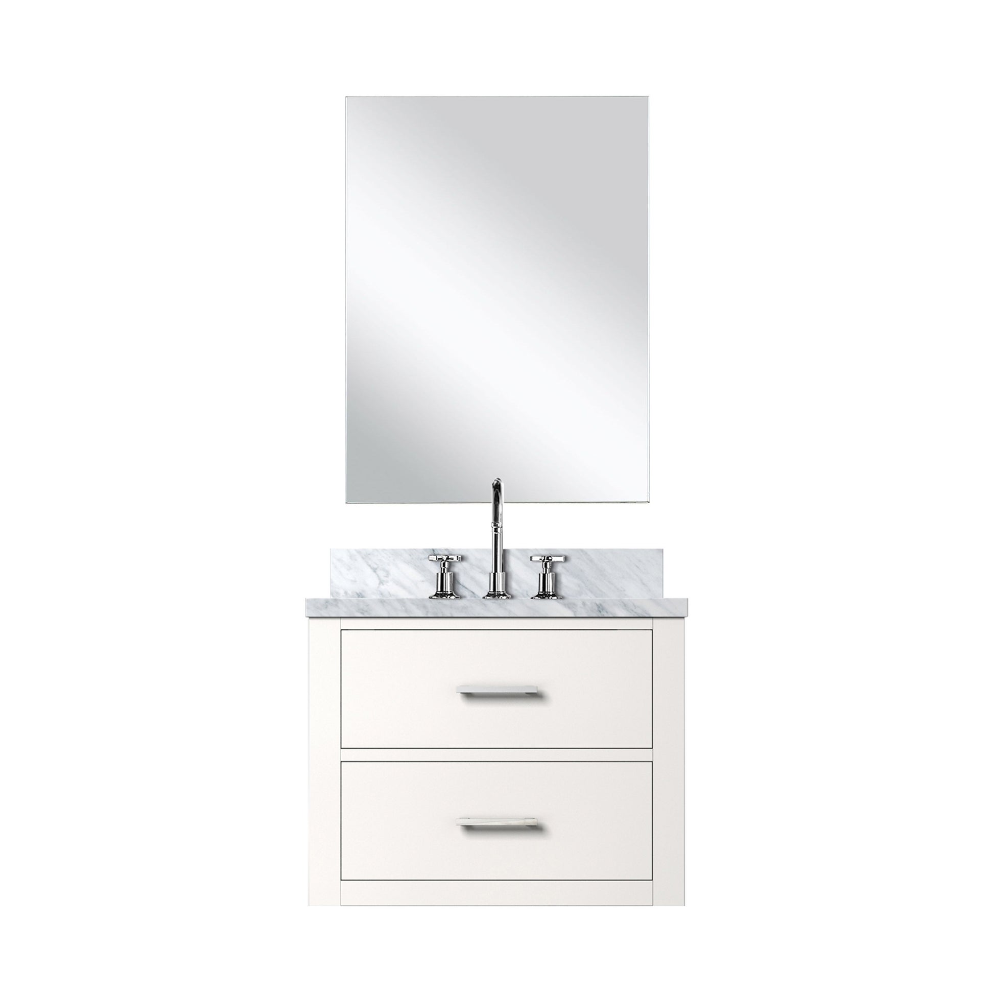 White Bathroom Vanity Set with Mirror & Faucet