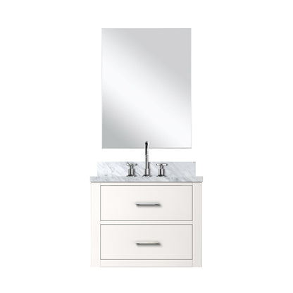 White Bathroom Vanity Set with Mirror & Faucet