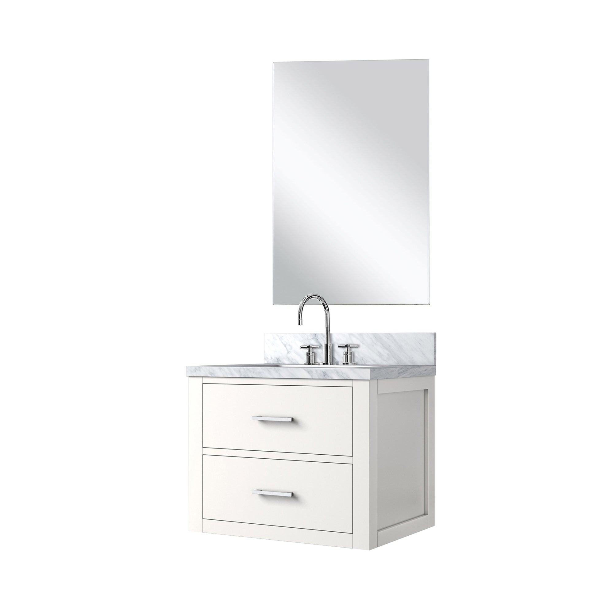 White Bathroom Vanity Set with Mirror & Faucet