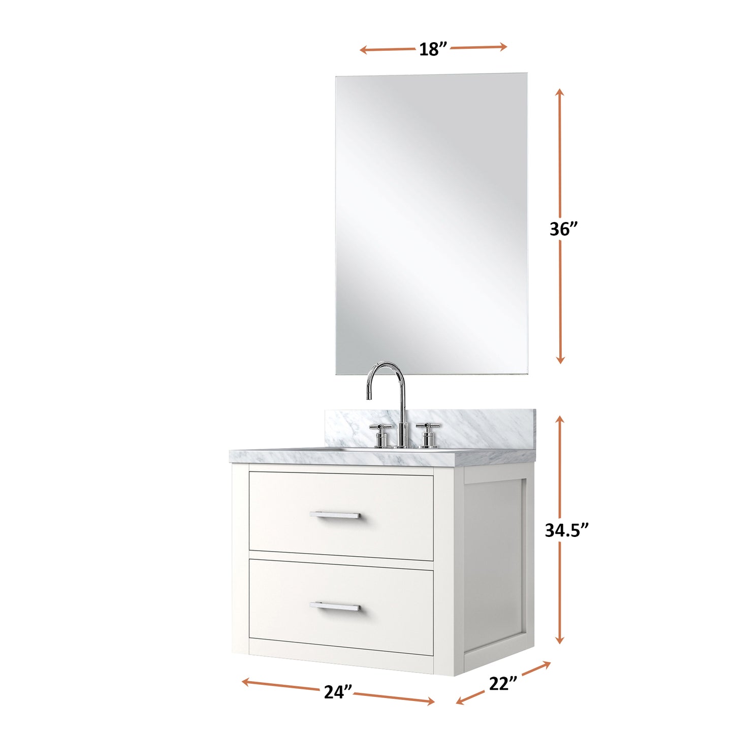 White Bathroom Vanity Set with Mirror & Faucet