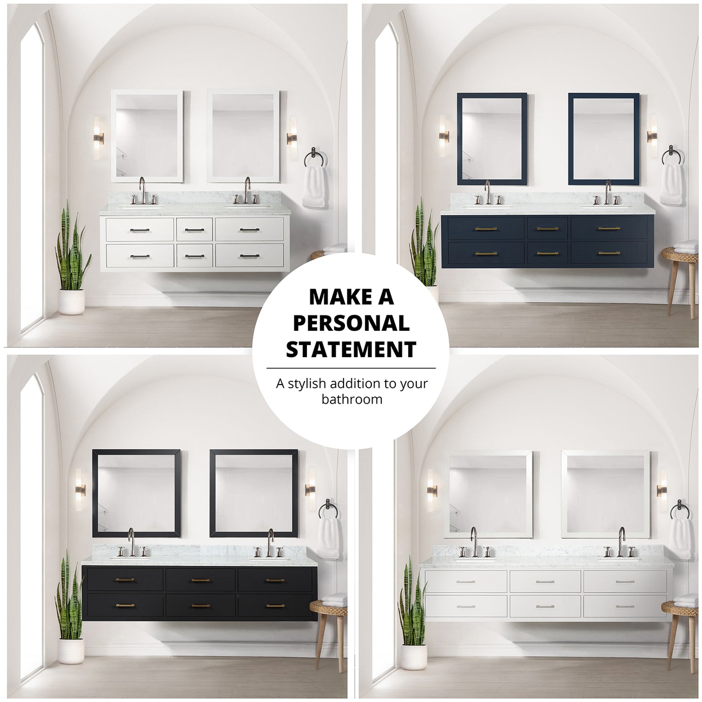 White Bathroom Vanity Set with Mirror & Faucet