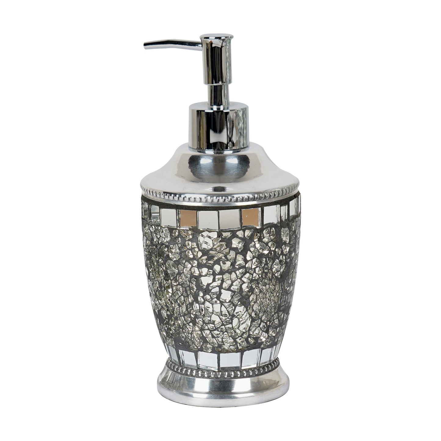 Ice Mosaic Liquid Soap Dispenser - Silver Aluminum Bathroom Accessory