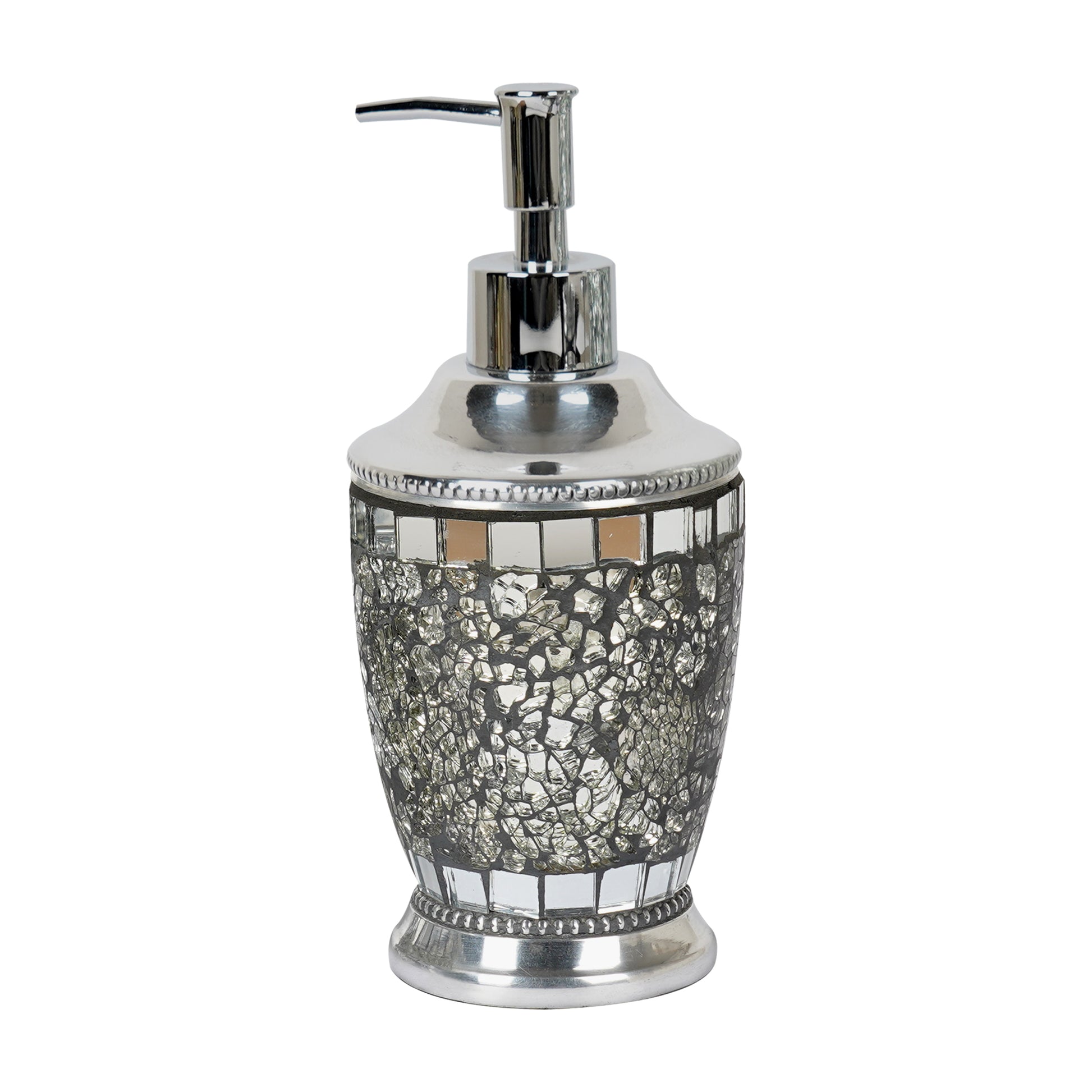 Ice Mosaic Liquid Soap Dispenser - Silver Aluminum Bathroom Accessory
