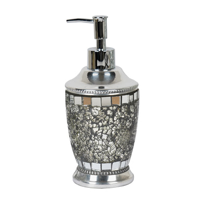 Ice Mosaic Liquid Soap Dispenser - Silver Aluminum Bathroom Accessory